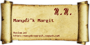 Manyák Margit névjegykártya